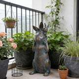 Rabbit Garden Statues Bunny Decorations - Easter Bunny Father with Baby Figurine Easter Gift Dark Gray Garden Spring Bunny Sulpture for Yard Framhouse Outdoor Décor 7*5.25*15.25 in Newman House Studio