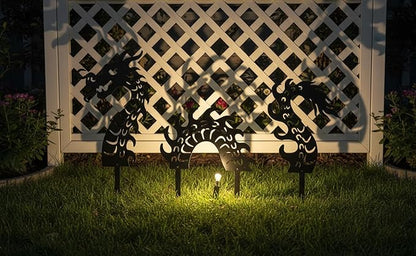 Elenon Dragon Garden Metal Stakes Set of 3, Inspirational Wall Decor Sculpture Hanging for Indoor Outdoor Yard Garden, Silhouette Statue for Patio Yard Walkway Art Decor