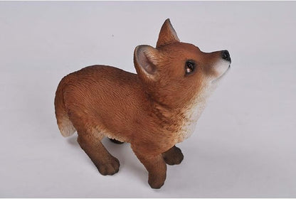 HI-LINE Fox Pup Looking Up Outdoor Garden Statue - 9.5"