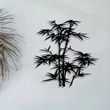 Metal Bamboo Wall Art - Black Silhouette Decor with Natural Design, Iron Indoor/Outdoor Art for Living Room, Bedroom, Patio - Zen Garden & Asian Inspired Home Accent - Easy to Hang(40CM/16IN)
