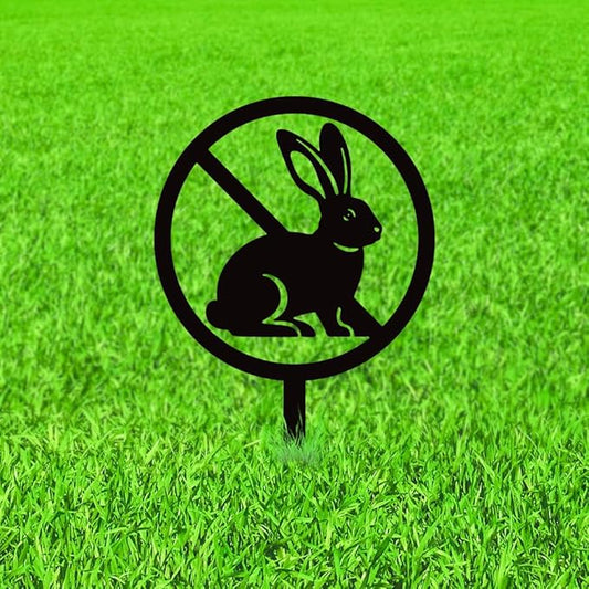 WADORN Rabbit Metal Decorative Garden Stakes, Funny Bunny Silhouette Warning Metal Garden Sign Animal Garden Ornament Gifts Black Yard Art Decoration for Outdoor Backyard Patio Lawn Walkways