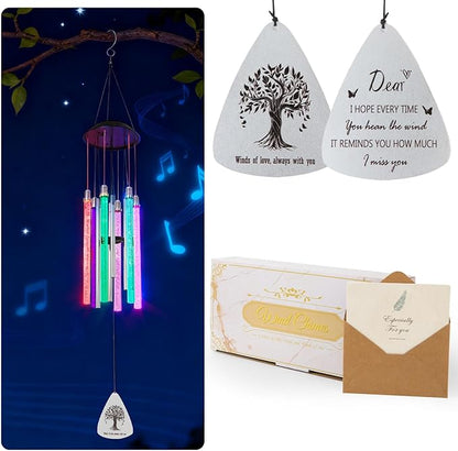 Solar Wind Chimes for Outside, 6 LED Tubes Color Changing Outdoor Clearance Unique Garden Decor Colorful Patio, Gifts for Her/Him Gift Version(37" Long)