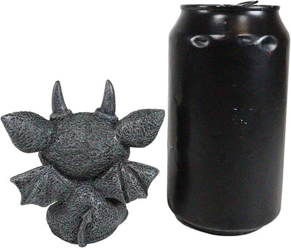 Ebros Gothic Horned Bat Cat Gargoyle Bast Figurine Small Mythical Fantasy Decor Statue 3.25" Tall As Talisman of Protection Fairy Garden Accessory DIY Renaissance Or Medieval Collectible