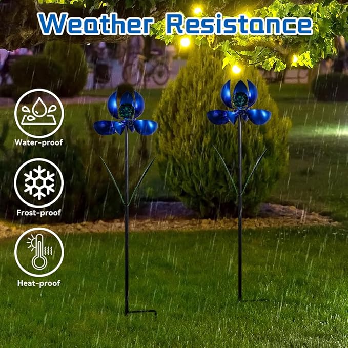Metal Wind Spinners Outdoor,2Pack Pinwheels for Yard and Garden, Decorative Garden Stakes for Patio,Lawn, Outdoor