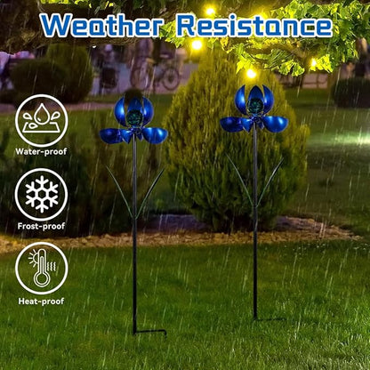 Metal Wind Spinners Outdoor,2Pack Pinwheels for Yard and Garden, Decorative Garden Stakes for Patio,Lawn, Outdoor