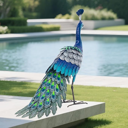 chisheen Metal Peacock Statue Garden Decor Yard Art Sculpture Outdoor Decoration for Lawn,Patio,Backyard,Housewarming Birthday Gifts for Women,Mom,Grandma