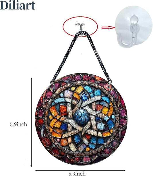 Delicate Mandala Flower Acrylic Suncatcher - Stained Glass Window Hanging for Garden or Indoor Spaces - Artistic Hanging Decoration for Spiritual Spaces, Gift for Friends and Family