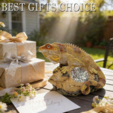 Solar Chameleon Garden Statues Decor for Outdoor, Khaki Chameleon Figurine Lights for Lawn Patio Yard Decoration - Unique Christmas Housewarming Gifts for Grandma Wowen Mom
