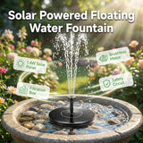 Solar Fountain for Bird Bath, 2026 New Floating Mini Solar Water Fountain with 6 Nozzles, Solar Birdbath Fountain for Garden, Pond, Pool, and Outdoor (1, 5.1in)