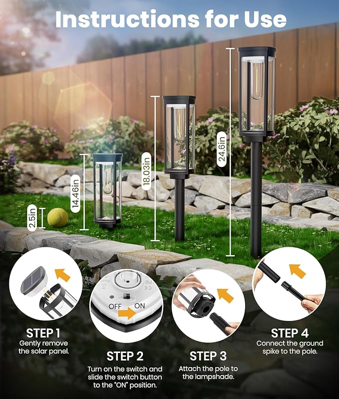 ALFIOT Solar Pathway Lights Outdoor, Bright Solar Lights Outdoor, IP65 Waterproof Landscape Lighting for Yard Patio Walkway Driveway Pathway (Warm White (Cylinder), 12 Pack)