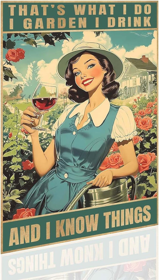 Outdoor Garden Decor Women's Art Gift for Yard, Backyard, Patio & Porch Decor To Plant A Garden is To Believe Tomorrow Wooden Sign For Home Outdoor Wall Art Funny "I GARDEN I DRINK" 12×8inches