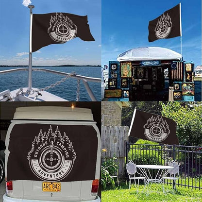 Swono Adventure Compass Tree Black Flag 3x5 Ft Outdoor Camping Vintage Big Flag Indoor Office with Brass Grommets