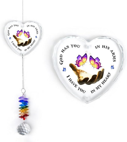 Glass Ornament Suncatcher - I Have You in My Heart - Sympathy Gift for Loss of Loved One - Grief Heaven Keepsake - Mother's Day for Mom Dad Sisters Brothers Grandparents