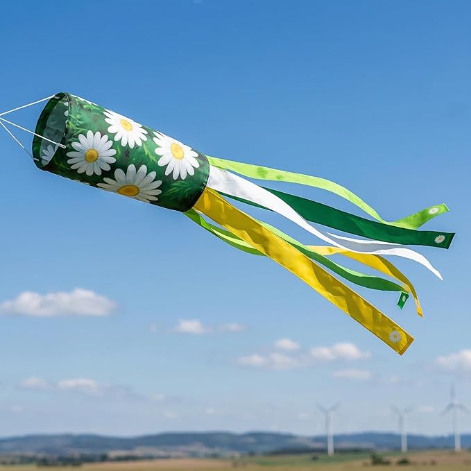Madrona Brands Daisy Flower Windsock for Outside 48-Inch | Durable Outdoor Decorative Hanging Wind Sock Flag | Yard, Garden, Patio