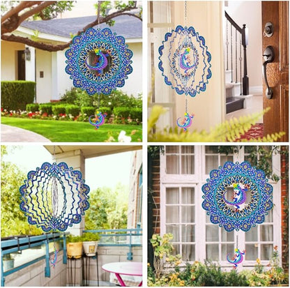 DREAMYSOUL Metal 12" Wind Spinner, Gecko Hanging Wind Spinner for Yard and Garden 3D Kinetic Wind Sculpture Indoor Outdoor Patio Decoration