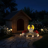 Solar Dog Memorial Stone with Angel Wings Cross Cardinal Passing Away Gifts, Sleeping Pet Grave Markers Dog Loss Sympathy Gift Resin Statue with Solar Lights for Garden Decor