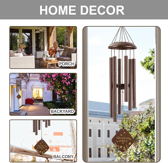 Memorial Sympathy Wind Chimes for Outside Clearance, Dragonfly Wind Chimes for Loss of Loved One Mother Father for Bereavement/Condolence/Funerary Gift Idea,32'' Bronze