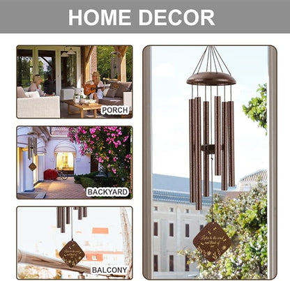 Memorial Sympathy Wind Chimes for Outside Clearance, Dragonfly Wind Chimes for Loss of Loved One Mother Father for Bereavement/Condolence/Funerary Gift Idea,32'' Bronze