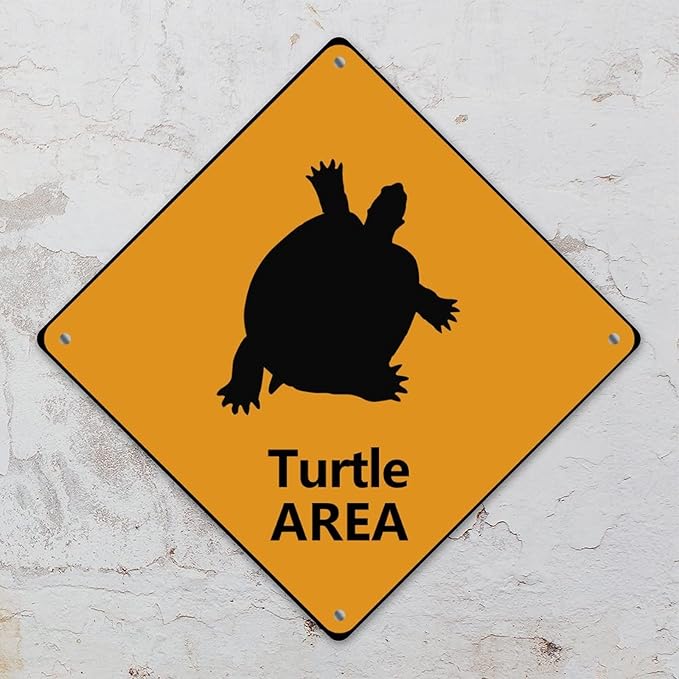 Sea Turtle Crossing Sign Caution Sea TurtleXing Sign Street Sign Wildlife Novelty Road Fence Wall Decor Warning Metal Tin Sign For Indoor Outdoor 15x15in
