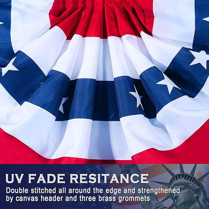 American Flag Bunting Patriotic Pleated Fan Flag USA Flags with Brass Grommets and Zip Ties for 4th of July Memorial Day Decoration Outdoor (7, 1.5x3 Feet)