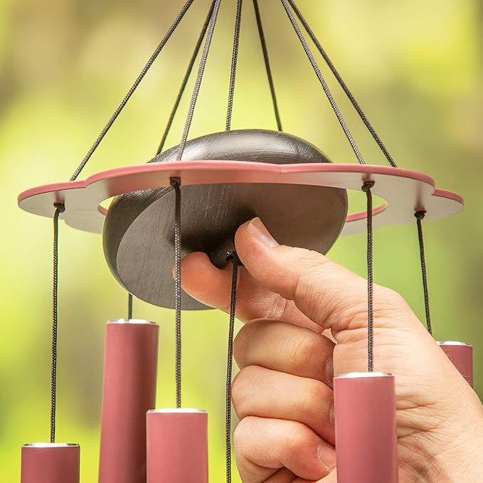 Evergreen Hand Tuned Butterfly Wind Chime for Outside | Scale of C | Deep Tone | Powder-Coated Metal | Red | 27-Inches Tall | Memorial Gift for Home Garden Decoration