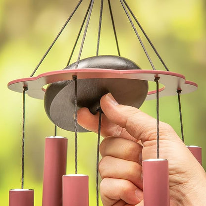 Evergreen Hand Tuned Butterfly Wind Chime for Outside | Scale of C | Deep Tone | Powder-Coated Metal | Red | 27-Inches Tall | Memorial Gift for Home Garden Decoration
