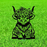 WADORN Highland Cow Silhouette Garden Stakes Decor, Metal Cow Lovers Gifts Stakes Statues Ornaments for Yard Art Black Silhouette Yard Outside Decor for Backyard Patio Outdoor Decor, 15x7.1Inch