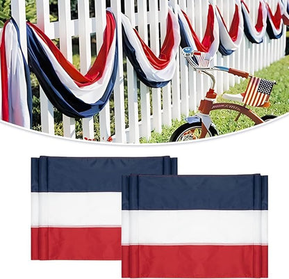 2Pack Patriotic Bunting Flag 3x30Ft American Bunting Décor 4th of JulyOutside Decor Memorial Days Large Red, White & Blue Banner Veterans Day CelebrationPorch Garden Outdoor