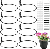 8-Pack 8 Inch Flower Pot Holder Ring Wall Mounted Metal Flower Pot Hangers Wall Hanger Bracket Rings Black Planter Bracket for Home, Garden, Indoor Outdoor Pots