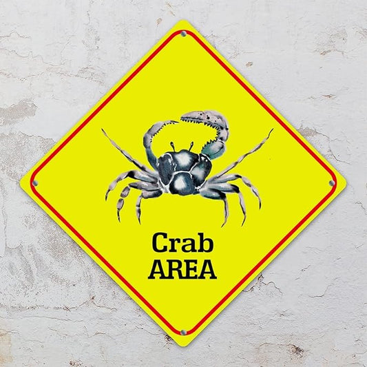 Crab Crossing Sign Caution CrabXing Sign Street Sign Wildlife Novelty Road Fence Wall Decor Warning Metal Tin Sign For Indoor Outdoor Highway10x10in