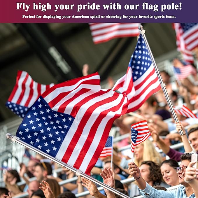 PHITRIC Flag Pole Kit, Tangle Free Spinning Stainless Steel Rustproof Flagpole for 3x5 Sports Fan Outdoor Flags for Outside House (Silver, 6FT, with Bracket)
