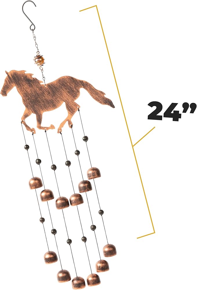 Dawhud Direct 24-inch H Galloping Horse Wind Chimes for Outside Unique - Moon Decor - Galloping Horse Windchimes - Outdoor Decorations - Garden Decoration, Gift for Women, Mom, Grandma, Unisex