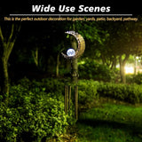 Asense Moon Wind Chimes with Crackle Glass Ball Solar Powered LED Lights, Outdoor Garden Decor, Lawn Yard Patio Decoration, Unique Hanging Decor Gifts