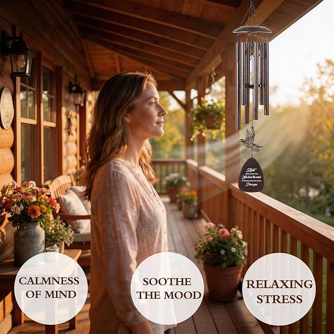 Aunt Gifts Wind Chimes - Metal Hummingbird Windchimes with Card Indoor Outdoor Hanging Decor for Garden Patio Yard Balcony Backyard Appreciation Birthday Gift for Aunts from Niece Nephew