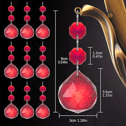 Pack of 10 Red Crystal Ball Prism 30mm Suncatcher Chandelier Prisms Part Decor Rainbow Maker
