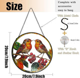 Robins Sun Catcher Stained Glass Window Hanging Suncatcher Indoor Window with Metal Chain, Birds Gifts for Women Mom Bird Lovers