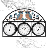 26Inch Large Outdoor Clock,Waterproof Wall Clock with Thermometer and Hygrometer Combo,Weatherproof Non-Ticking Battery Operated Decor Clock for Patio,Garden,Pool,Porch,House Warming Gifts