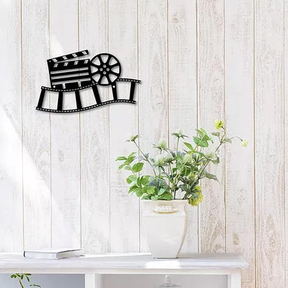 CREATCABIN Movie Reel Metal Wall Art Decor Wall Sculpture Hanging Decoration Sign Iron Outline Wall Art Black Rustic Decor Ornament Wall for Indoor Outside Living Room Home Office 12 x 7Inch