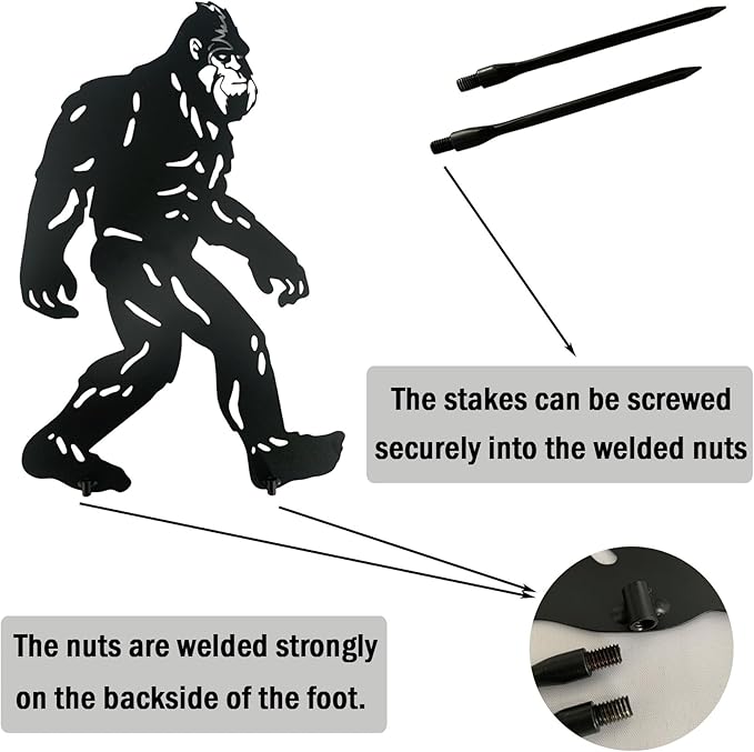 Bigfoot Peek Decorative Garden Stake Sasquatch Metal Silhouette Sign Standout Sculpture Decor Outdoor Yard Patio Lawn Big Foot Gifts 17x11.4 in