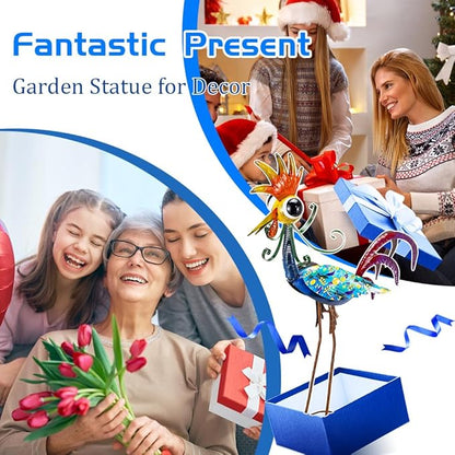 Metal Wacky Rooster Garden Statue, 31.5'' Rooster Decor Yard Statue Decorations Outdoor, Chicken Yard Art for Outside, Patio, Backyrad, Lawn(Royal Blue)