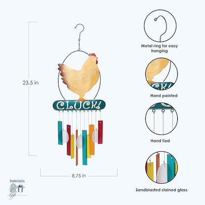 Blue Handworks Chicken Cluck Glass Chime