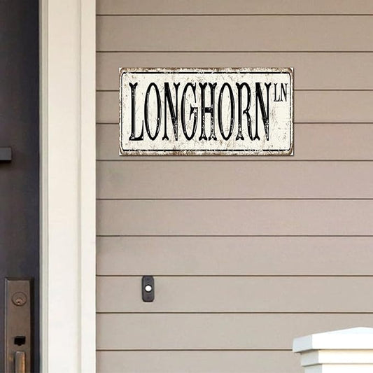 Madcolitote Personalized Longhorn Street Sign Vintage Longhorn Wood Signs Wall Art Rustic Wall Decorations for Living Room Home Decor for Home Man Cave Door Porch Garden Party 6x12in