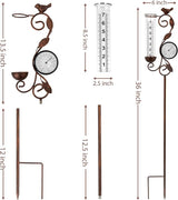 32" Garden Rain Gauge with Thermometer - 7" Glass Tube for Outdoor Indoor Use, Patio Yard Decor Statue