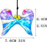 Window Hanging Crystal Angel Wing Prism Suncatcher AB Coating Ornament, Glass Angel Wing Sun Catchers Rainbow,Prism Crystals for Indoor Outdoor Garden Christmas Decor(76mm)