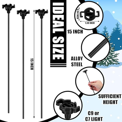 Gisafai 24 Pcs 15 Inch Christmas Light Stakes Universal Yard Lawn Holiday for C9 or C7 Light Stakes for Christmas Garden Ground Pathway Driveways Decoration (Black)