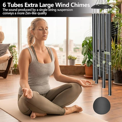 66" Large Wind Chimes for Outside - 6 Thicken Tubes Deep Tone Wind Chimes for Outdoor, Gifts for Memorial, Women, Mom, Grandma, Sympathy, Big Windchimes for Garden and Patio (Black)