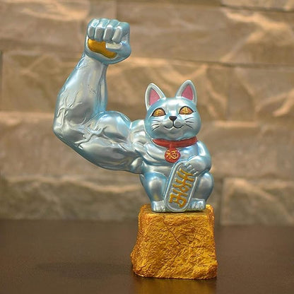 Garden Ornaments Decor Statue Outdoor,Abstract Unique Statue Sculpture Creative Outdoor Garden Courtyard Statue Decoration Ornament,Lucky Cat Small Decoration Muscle Arm Cat Resin Crafts
