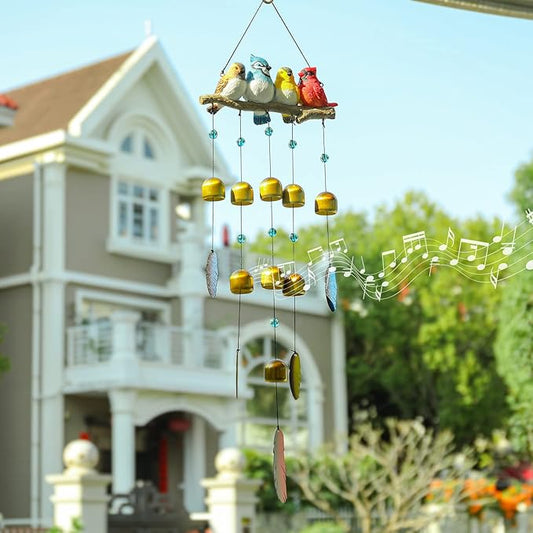 Taman Bird Wind Chime - 29" Wind Bell Valentine's Day Gift for Outside Indoor Cardinal,Blue Bird Decorative Bronze Wind Chime Memorial Sympathy Gift for Home, Outdoor, Yard, Patio,Garden Decor