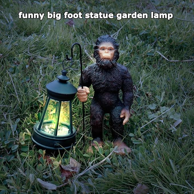 Bigfoot Garden Statues with Lamp Solar Outdoor Decors, Solar Light Big Foot Sasquatch Yard Decorations for Front Porch Patio Lawn Decor, Bigfoot Gifts Sasquatch Gifts Outdoor