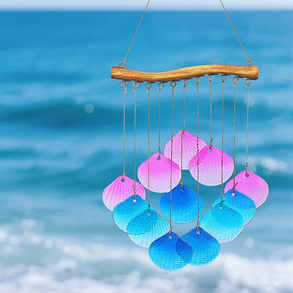 Glass Shell Wind Chimes for Outdoor Decor -Durable Windchimes for Garden, Porch, and Christmas Spaces, Unique Handmade Outdoor Wind Chimes, Yard Christmas Decorations